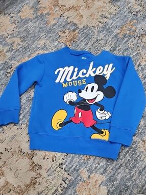 Disney Blue Mickey Mouse Sweatshirt with Red and Yellow Accents